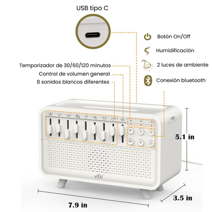 Radio Vintage Relajante con Humidificador y Sonidos Naturales